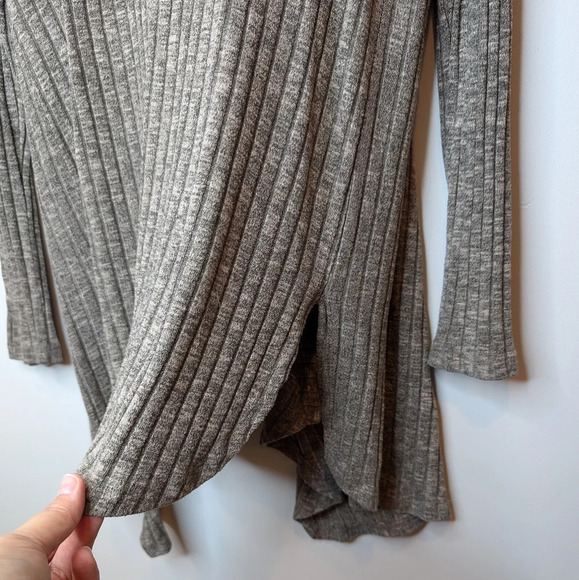 American Eagle High Low Open Front Brown Striped  Texture Cardigan Woman Medium - Picture 6 of 8